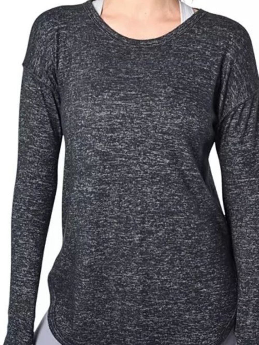 Women's Heather Gray Long-Sleeve Crewneck Top